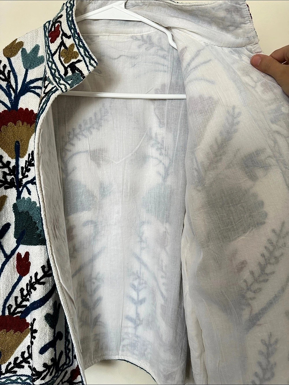 Embroidered Floral Jacket in White & Multicolor - Picture 4 of 4